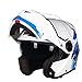 Produktbild Berrd Motorrad Klapphelm Dirt Motorrad Motocross Schutzhelm Ml Xl Xxl Xxxl weiß blau Totenkopf XL