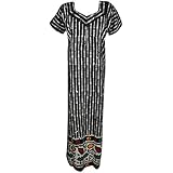 Indiatrendzs Women Maxi Nighty Printed Cotton Black Summer Nightwear (Chest 44)