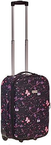 Suitcase Travel Bag Luggage Trolley Lightweight Case Cabin Carry On X Large Medium (Small Cabin Size, Black Flower Butterfly)