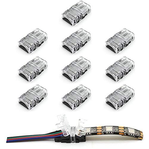 VIPMOON 10 Pack 4Pin LED Bande Connecteur pour 10mm RGB 5050 étanche bande de LED, bande rapide pour câbler le connecteur sans dénuder le fil