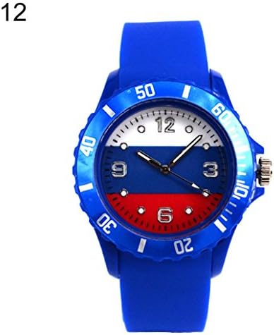Unisex 2018 World Cup Flag Pattern Dial Silicone Band Sports Analog Quartz Wrist Watch