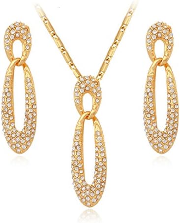 18ct Real Gold Plated Swarovski Elements Crystal Jewellery Set Necklace Earrings