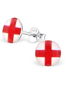 England Flagge Ohrringe–Echtem Sterling Silber–Rund