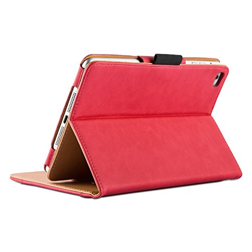iPad Mini Hülle – JAMMYLIZARD Ledertasche Smart Cover mit Standfunktion für iPad Mini 4. 3. 2. & 1. Generation, ROT & HONIG, [MIT STIFT-HALTER] - 3