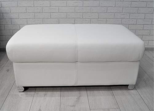 Quattro Meble Weiß Leder aufklappbar mit Stauraum Sitzhocker Rindsleder