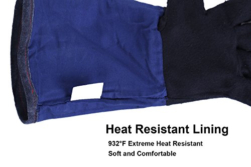 OZERO 932° Ultra Extreme Hitze Grill Handschuhe für Raucher, Backofen & Outdoor Grill Schweißhandschuhe Leder BBQ Grillgloves - 4