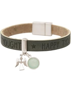 Gemshine - Damen - Armband - Schutz Engel - 925 Silber - WISHES - Anthrazit - Grau - Chalcedon - Meeresgrün -...