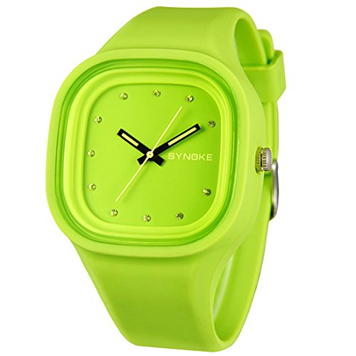 Souarts Kinder Sport Silikon Armband Analoge Quary Uhr mit Batterie für Jungen Mädchen Grün