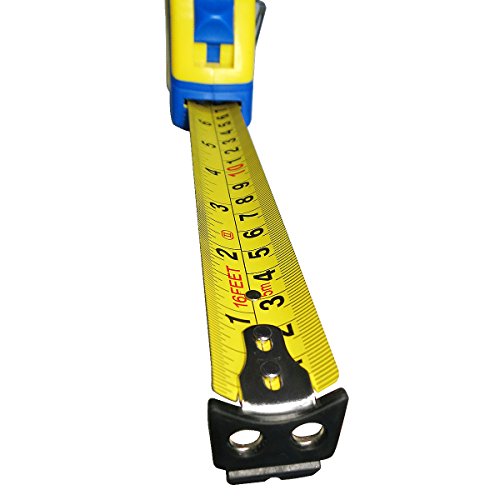 S&R Bandmaß Metrisch und Zoll Q-Serie 5m / 16 ft, Band 25 mm, Massband Nylon beschichtet, schlagfestes Rollband gummiertes Gehäuse - 9
