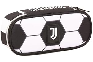 Seven Juventus Portapenne Scuola Round Plus,Bianco e Nero, Chiusura con Zip, Bambini & Ragazzi, Scuola e Tempo Libero