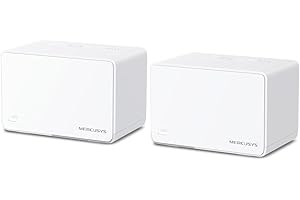 MERCUSYS Halo H3000X(2-Pack) TP-Link WiFi Mesh Routeur WiFi 6 Bi-Bande AX3000Mbps, Couverture Jusqu'à 460 m², Canaux 160 MHz, 3 Ports Gigabit, Repeteur WiFi, Contrôles Parentaux Puissants