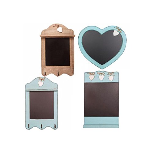 Shabby Chic Kreidetafel Duck Egg Blue Scalloped with 3 Hooks - 2