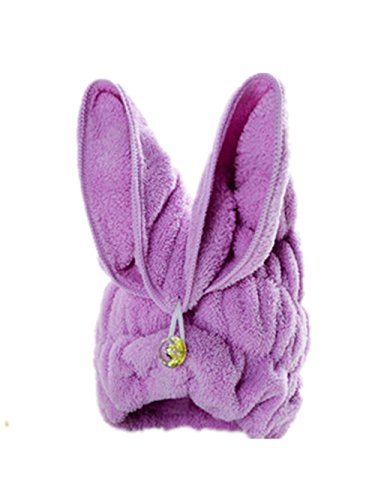 Moolecole Coral Fleece Absorbent Hair Dry Towel Bow-knot Shower Cap Hair Turban Quick Dry Hat Cap Purple