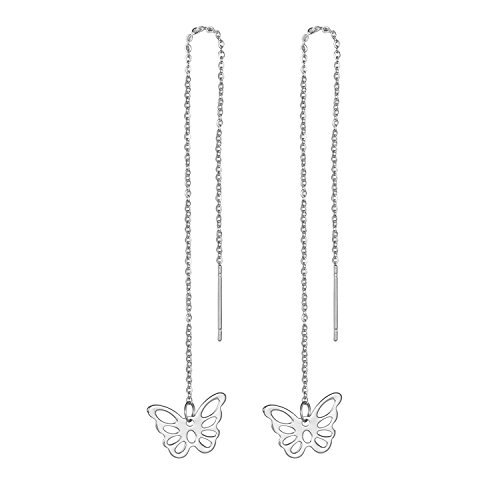 IDB Productions IDB Stainless Steel Butterfly Threader Drop Earrings