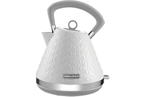Morphy Richards Vector Pyramid Kettle, 1.5L, 3kW Rapid Boil, Anti Limescale Filter, Boil Dry Protection, Water Window, Pull Ring Removeable Lid, 360 Cordless Base, White,108134