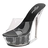  Frauen High Heels Pumps Plattform 15cm Peep-Toe- Transparent Stiletto Sandalen Hochzeit Abend Party Stilvolle Schuhe für Damen