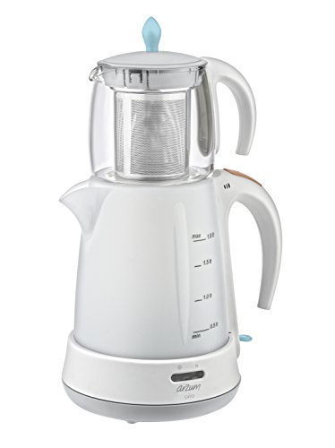Arzum Cayci Teemaschine Teekocher Caydanlik in Weiß-BLAU - NEU