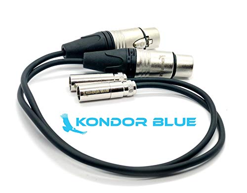 KONDOR Lot de 2 câbles Audio Mini XLR mâle vers XLR Femelle Noir 4K Pro 3 Broches XLR Adaptateur Microphones Mixeurs BMPCC4K (Lot de 2)