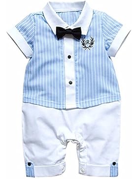 Tiaobug Baby Strampler für Jungen Smoking Gentleman Strampler Sommer Kleidung Anzug mit Fliege für Kleinkinder