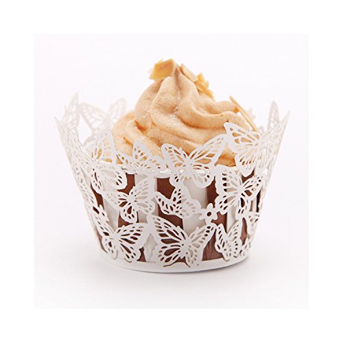 Elfenstall Cupcake / Muffin Papierförmchen – Zierumrandung – Dekorand “ Herzen Herzmuster Liebe Love “ 12 Stück für Geburtstage Hochzeiten Kommunion Konfirmationen Ostern Partys oder Feste (creme / ivory) - 9