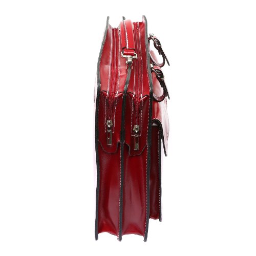 Bags4Less Leder Aktentasche Model: Mondial aus echtem Leder in Rot mit Nadelstreifen - 2