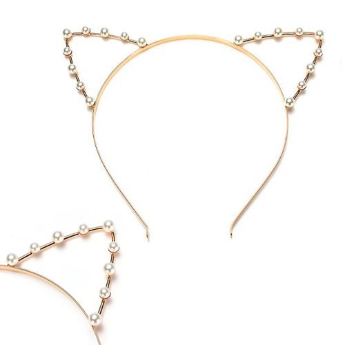 TOOGOO(R) Cat Ear Headband Pearl Shape Rhinestone Hair Band Headwear-Highlight in the party for Women