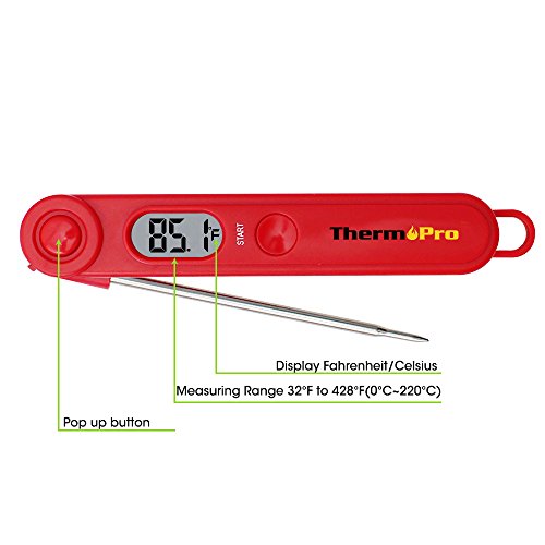 ThermoPro TP03 Instant Read küchenthermometer Bratenthermometer Küchenhelfer digital, Klappbar - 3