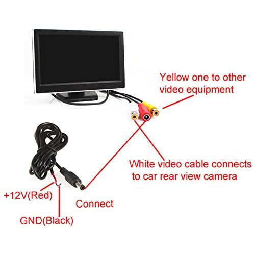 ePathChina® 5 Zoll TFT LCD Digital Auto Sicherheits View Monitor mit Auto Rückfahrkameras 2 Video-Eingang, Hochauflösende Bilder & Vollfarb-LCD-Display mit Hintergrundbeleuchtung für Auto-DVD / Kamera / VCD / GPS / anderen Videogeräten - 6