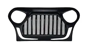 AUTO MT - FOR Mahindra Thar Fiber Front Gladiator Angry Bird Grill with DRL, Black Colour
