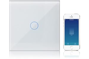 KETOTEK Mądry przełącznik światła WiFi Biały Kompatybilny z Alexa/Google Assistant 1 gang 1 sposób, przełącznik dotykowy naścienny Smart Life App Kontrola