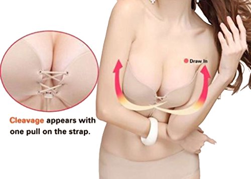 DODOING Damen NuBra Unsichtbar BH Push Up BH Trägerlos Bra Halterlos Trägerlos Klebe Einlage Bikinis BHs - 2