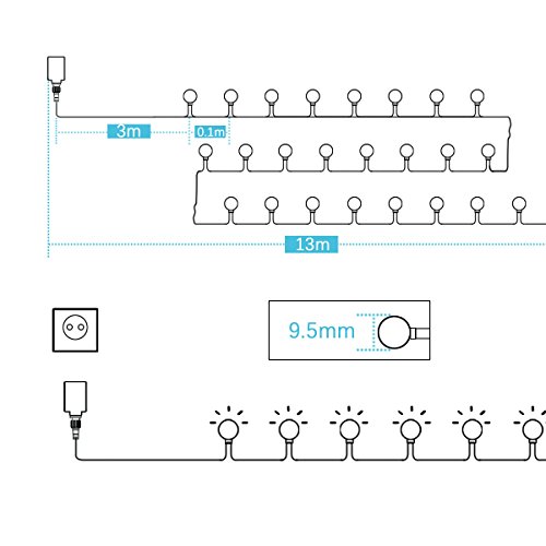 MIDWEC Wasserfeste IP44 Globus Lichterkette 10 M 100 LED 31V SICHER Spannung-8 Modi - 4