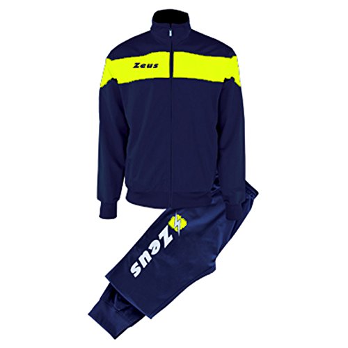 Zeus Tuta Apollo Chándal de Fútbol Sala para Hombre Complemento Relax Pegashop Colour Azul-Amarillo Fluo (L)