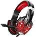 Produktbild OPmeA Kopfhörer Stereo Gaming Headset mit Mikrofon LED-Leuchten Kopfhörer mit Geräuschunterdrückung für PS4, PC (Farbe : Red)