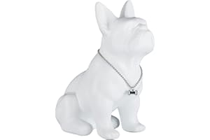 suruim Statua Di Bulldog Inglese in Resina Scultura Bulldog Francese Decorazione Per La Casa Moderna Figurine Da Collezione Art Dog Statua Bulldog Figurine in Resina Artigianato (bianco, 23 Cm)