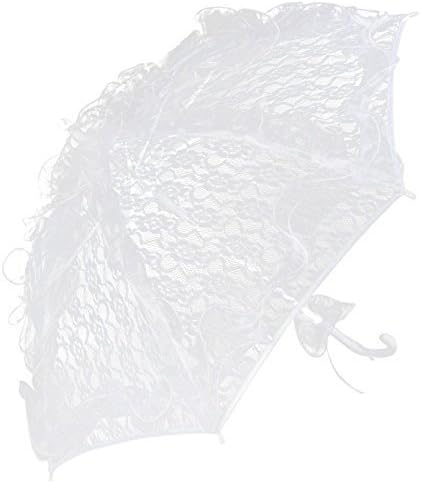 Ladies White Lace 1920s Beach Parasol Umbrella Fancy Dress Costume Outfit Prop (White)