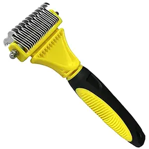 HTIAITH Pet Undercoat Rake-2 Sided Dematting Comb for Dogs and Cats, Pet Grooming Tool for Easy Mats, Knots & Tangles Removing, Free of Nasty Shedding or Flying Hair