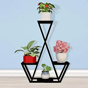 TrustBasket Elegant Planter Stand for Flower Pots (Black), Pack of 1