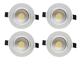 BENE Dazzle Aluminium Round Ceiling Light, (White, 5w, Pack of 4 Pcs)