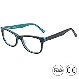  Gafas de lectura/juegos de computadora Blue Light Shield para niños- 0.0 Aumento - Anti Luz UV Protección UV Distorsión de color bajo, Marco negro y verde clásico