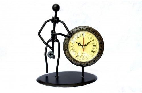 Creative Iron Table Clock Home Decoration Desk Clock,Black Analog Vintage Design Desk and Shelf for Living Room Bathroom Decoration Perfect Gift and Classical Decoration table Clock