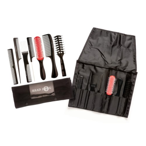 Head Jog 7-Piece Hairdressers Brush & Comb Tool Roll Set
