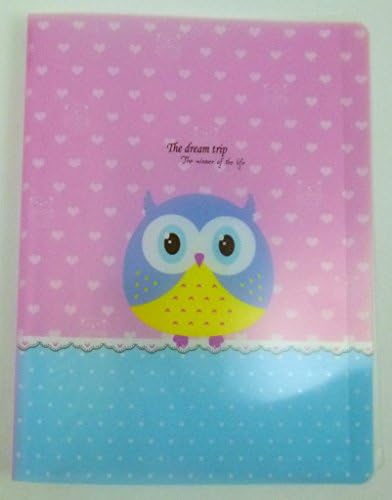 Cute Owl 20 Pockets Lightweight A4 Display Book File Folder(Pink Hearts)
