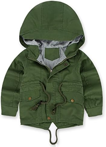 QJH Boy's Windbreaker Kids Outwear Zipper Jacket with Hoody