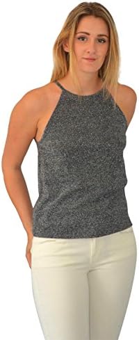 ex Urban Outfitters Ladies Charcoal Silver Sparkly Strappy Party Top Large