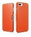 Produktbild Luxus Tasche für Apple iPhone 8 Plus und iPhone 7 Plus (5.5 Zoll) | Case mit Echt-Leder Außenseite | Schutz-Hülle seitlich aufklappbar | ultra-slim Cover | Etui | Orange