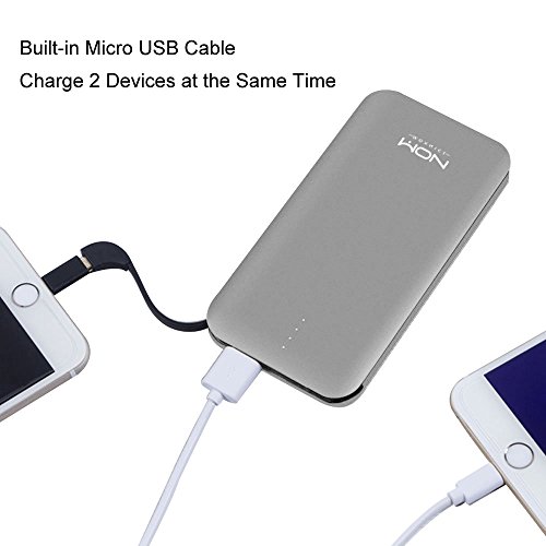 Moxnice Batterie Externe 10000mAh Power Bank Petit Chargeur Portable Rapide et Portable de Batterie avec Micro USB C  ble Int  gr   pour iPhone Android Samsung Galaxie Huawei iPad Tablette  gris 