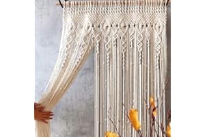 FIYSON Makramee Wandbehang Tapisserie,Handgemachte Gewebte Makramee Wandteppich Raumteiler Makramee Vorhänge,Boho Türvorhang für Hochzeit Hintergrund Fenstervorhänge Home Wanddeko-100 * 200cm