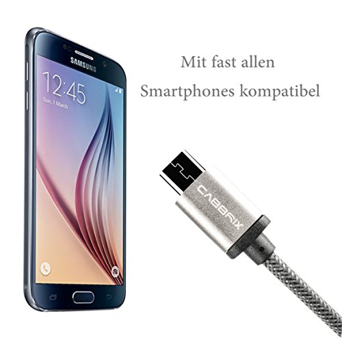 3 x 1 Meter CABBRIX Micro USB Daten-/Ladekabel mit beidseitig verwendbarem USB Stecker aus Aluminium gefertigt zum Laden und zur Datenübertragung für Samsung Galaxy S3 S4 S5 mini S6 S7 Edge A3 A5 J5 Note 4 5, Huawei P8 Lite Mate 8, Lumia 650, Sony, Android, Gamepad Controller XBOX PS4 - 6