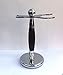 Premium Deluxe Chrome & Black Shaving Brush and Razor Stand